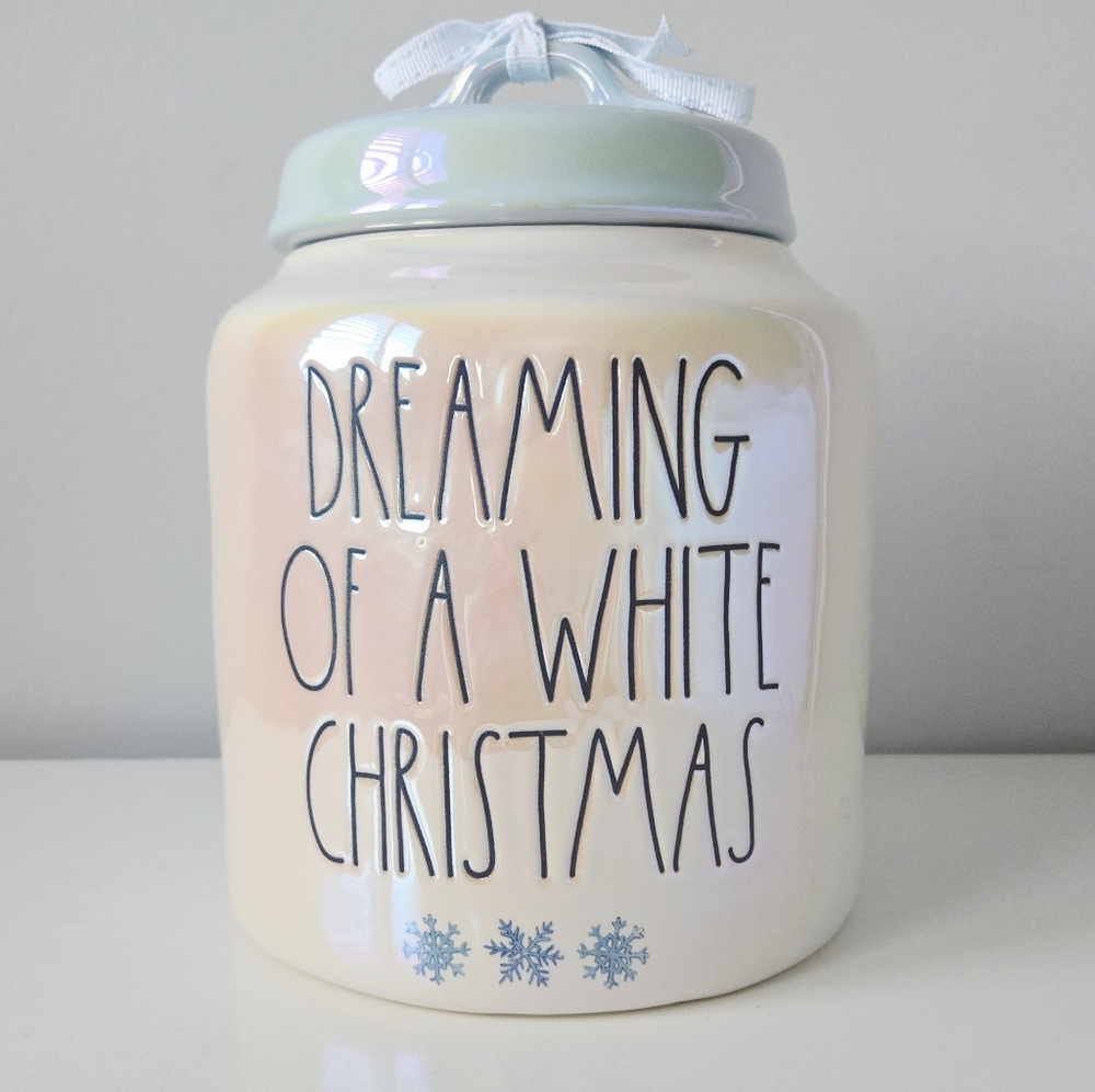 NEW Rae Dunn Dreaming Of A White Christmas Large Canister/ Cookie Jar